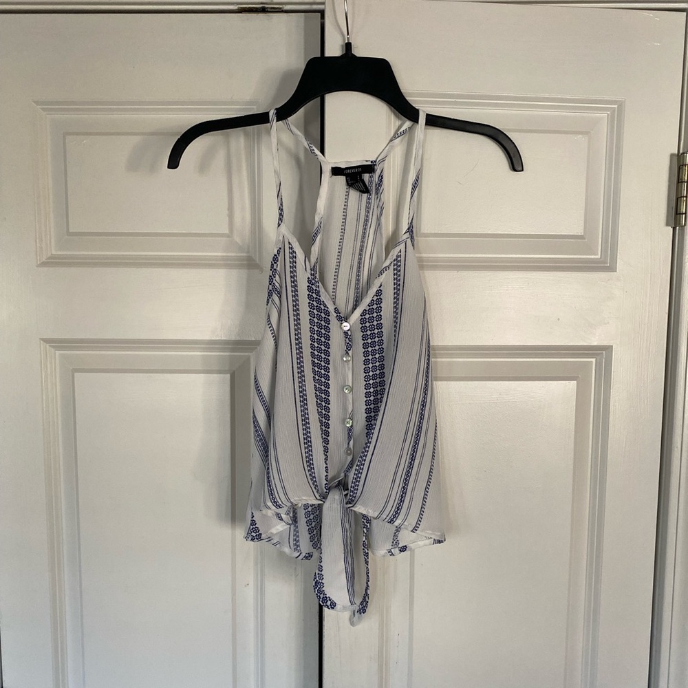 Forever 21 button up tie front top spaghetti straps top